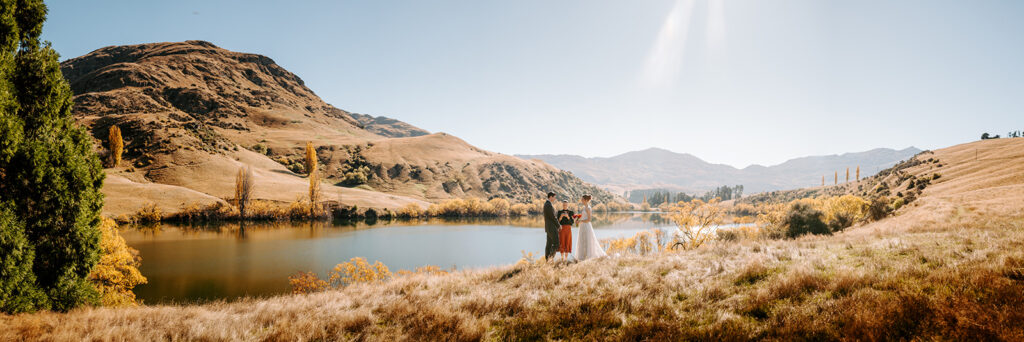 wedding ceremony by lake johnson in queenstown new zealand